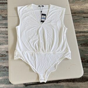 Tommy Hilfiger White V-Neck Bodysuit